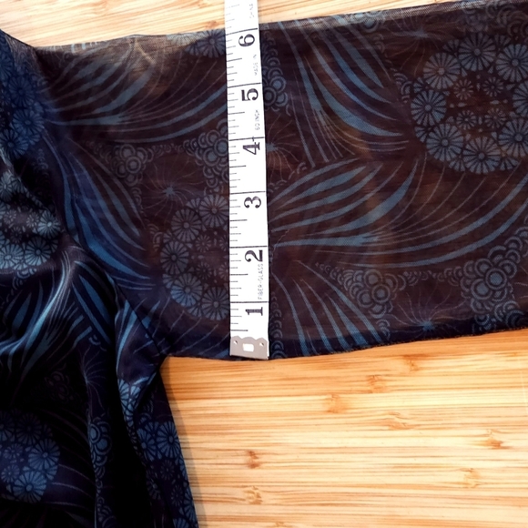 Womens Anthropologie Sheer Black Green Pullover Floral Blouse Mock Turtleneck M - Picture 15 of 15